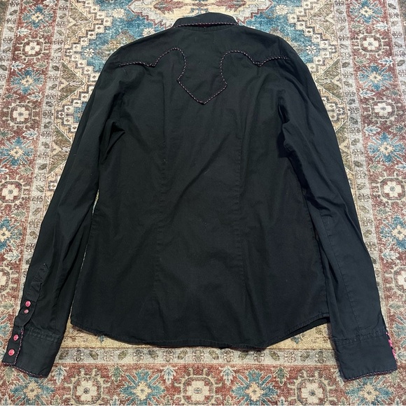 Women’s Cruel Girl Western Cowgirl Shirt Black Pink Y2K Long Sleeve Size Small - Picture 8 of 8